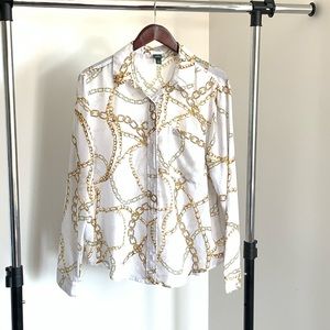 White and gold chains blouse